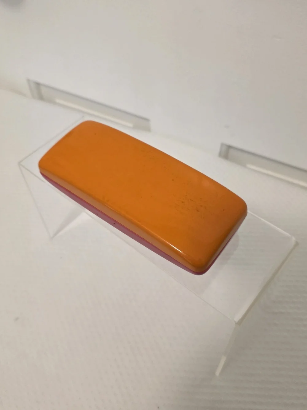 Kate Spade Pink and Orange Hard Shell Eye Glass Case with Goldtone Logo